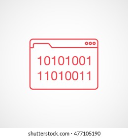 Browser Window With Binary Code Red Line Icon On White Background