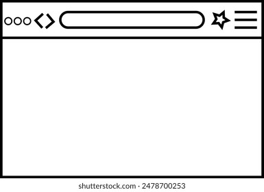 Browser window black lines vector icons set. Isolated blank browser mockup for device. Blank display design template design eps 10.