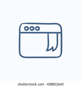Browser window with bookmark vector sketch icon isolated on background. Hand drawn Browser window with bookmark icon. Browser window with bookmark sketch icon for infographic, website or app.
