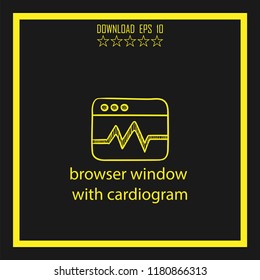 browser window with cardiogram sketch vector icon