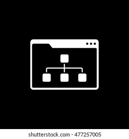 Browser Window With Chart Flat Icon On Black Background