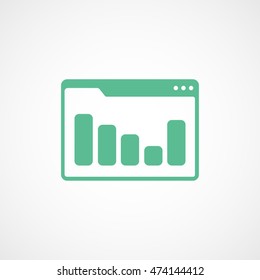 Browser Window With Chart Green Flat Icon On White Background
