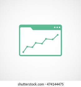 Browser Window With Chart Green Flat Icon On White Background