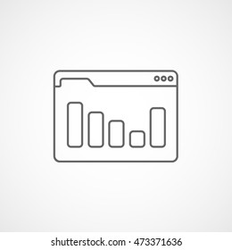 Browser Window With Chart Line Icon On White Background