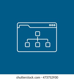 Browser Window With Chart Line Icon On Blue Background