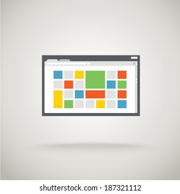 Browser window with color tile. Design template 