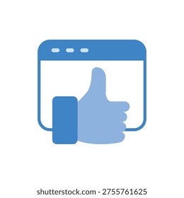 Browser window combined with a thumbs up icon for website ranking and positive user signals.