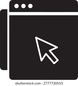Browser window with computer mouse cursor arrow icon isolated on white background