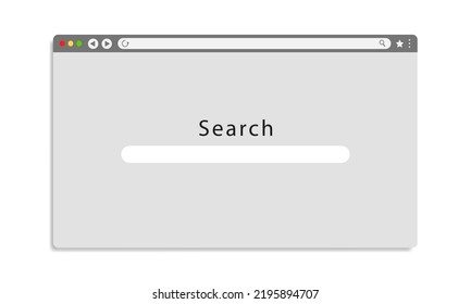 Browser window design on white background. Web window screen. Search engine. Vector illustration.