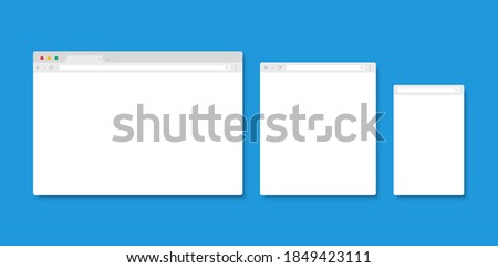 Browser window for different devices. Internet page mockup. Template web window.