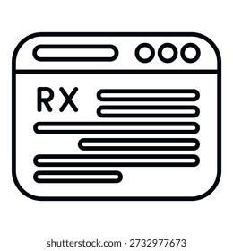 Browser window displaying an online medical prescription with rx symbol