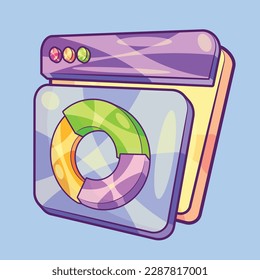 Browser Window with Donut Chart Screen Vector Illustration