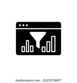 Browserfenster mit Trichter und Statistiken - Digitales Marketing und Analytik