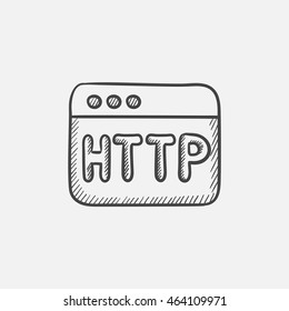 Browser window with http text sketch icon for web, mobile and infographics. Hand drawn vector isolated icon.