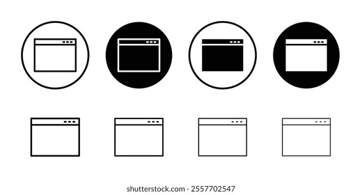 Browser window icon Flat art in black and white isolated