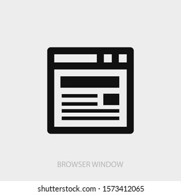 Browser window icon. New trendy browser window vector illustration symbol.