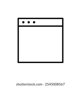 Browser window icon Outline set in black and white color