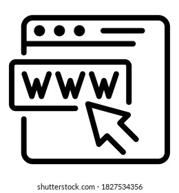 Browser window icon. Outline browser window vector icon for web design isolated on white background