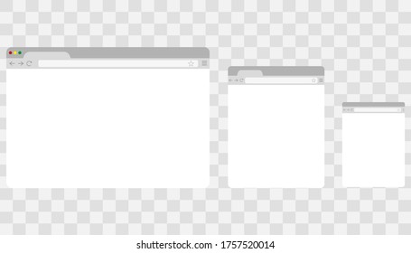  Browser window icon .Set of flat blank browser .Web window screen . 10 eps