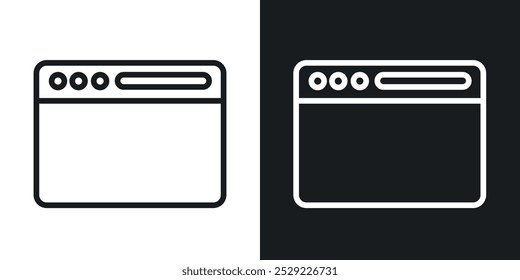 Ícone da janela do navegador em Cor preta de linha fina. ilustração simples de símbolos vetoriais planos.