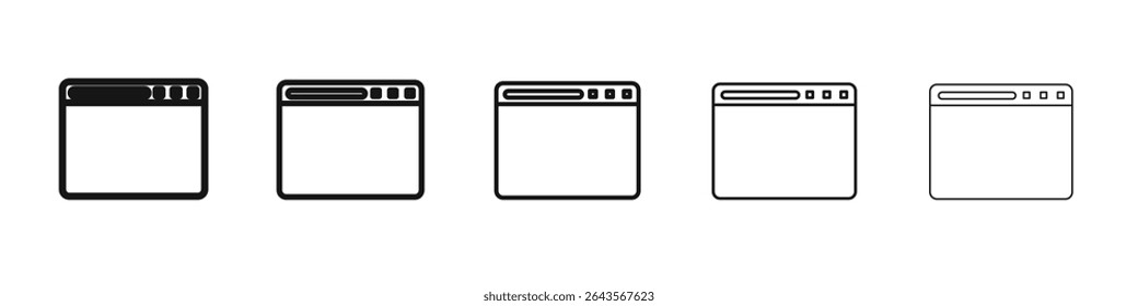 ícone da janela do navegador vetor estrutura de tópicos conjunto sinal de ilustração