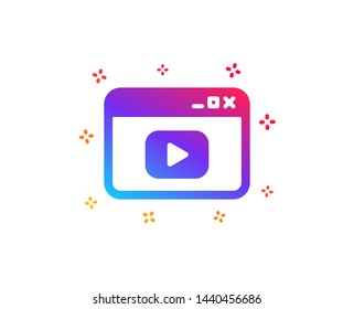 Browser Window icon. Video content sign. Internet page symbol. Dynamic shapes. Gradient design video content icon. Classic style. Vector