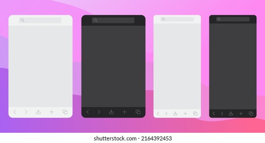 Browser window interface template for mobile devices. Internet browser mockup for tablets and mobile devices. Vector graphics.