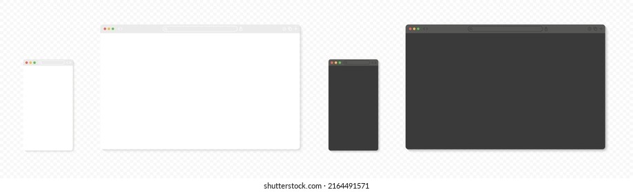 Browser window interface. Web browser interface. Empty browser window. Website template. Web page mockup. Search system interface. Vector graphic EPS 10