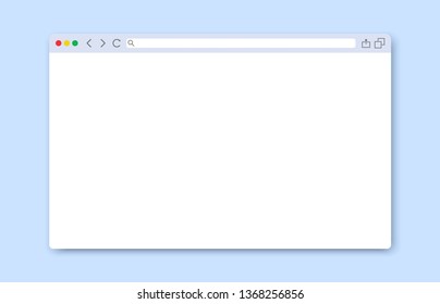 Ventana del explorador. Concepto de navegador de ventana en estilo plano. Modelo de diseño de plantilla de ordenador o de trama de Internet. Navegador web de pantalla en blanco. Ilustración del vector