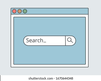 Browserfenster einzeln. Konzepte Suche nach Informationen im Internet. Flaches Rahmendesign. Vektorillustration.