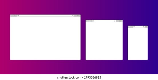 Ventana del navegador aislada en fondo blanco. Vector.