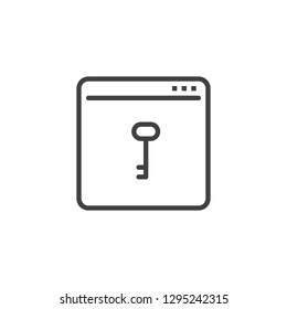Browser window with key line icon. linear style sign for mobile concept and web design. Web security page outline vector icon. Symbol, logo illustration. Pixel perfect vector graphics