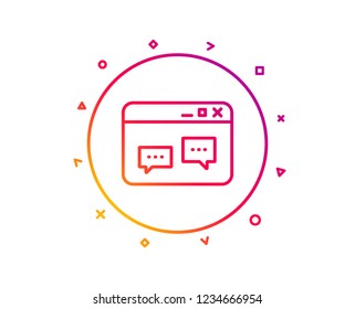 Browser Window line icon. Chat speech bubbles sign. Internet page symbol. Gradient pattern line button. Browser Window icon design. Geometric shapes. Vector