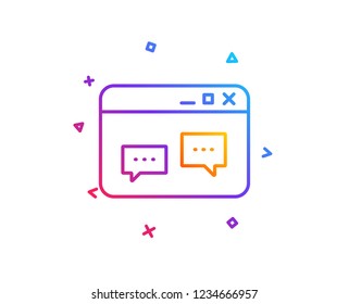 Browser Window line icon. Chat speech bubbles sign. Internet page symbol. Gradient line button. Browser Window icon design. Colorful geometric shapes. Vector
