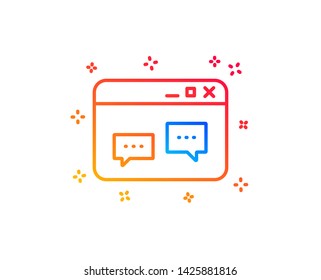 Browser Window line icon. Chat speech bubbles sign. Internet page symbol. Gradient design elements. Linear browser Window icon. Random shapes. Vector