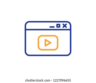 Browser Window line icon. Video content sign. Internet page symbol. Colorful outline concept. Blue and orange thin line color icon. Video content Vector