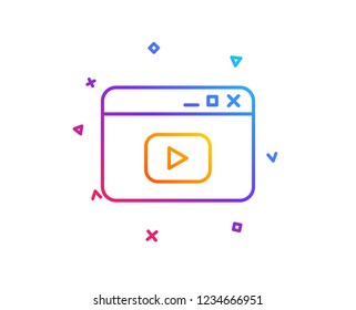 Browser Window line icon. Video content sign. Internet page symbol. Gradient line button. Video content icon design. Colorful geometric shapes. Vector