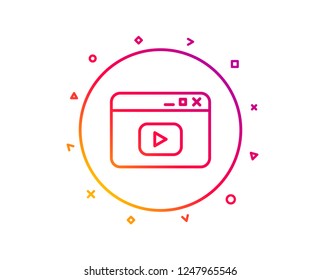 Browser Window line icon. Video content sign. Internet page symbol. Gradient pattern line button. Video content icon design. Geometric shapes. Vector