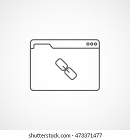 Browser Window With Link Line Icon On White Background