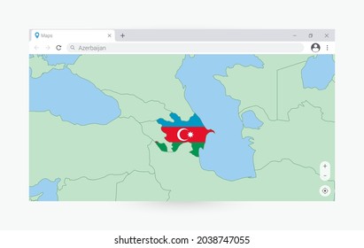 Browser window with map of Azerbaijan, searching  Azerbaijan in internet. Modern browser window template.