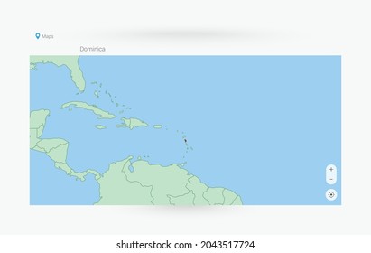 Browser window with map of Dominica, searching  Dominica in internet. Modern browser window template.