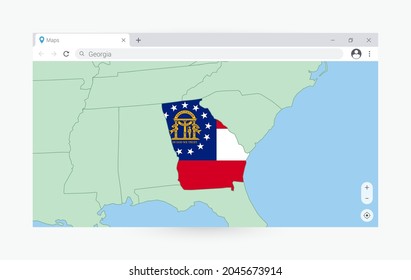 Browser window with map of Georgia, searching  Georgia in internet. Modern browser window template.