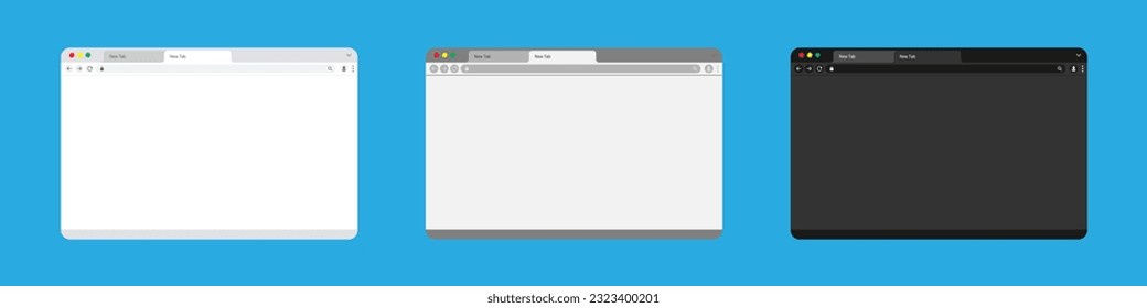 Browser window mockup for computer. Web window screen. Internet empty page. Search mockup for browser. Vector