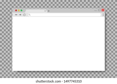 Browser window in mockup style. Empty website page. Mockup screen of browser window. Web page in flat style. Computer interface with tab. vector illustration