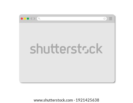 Browser window. Modern browser window design isolated on white background. Web window screen mockup. Internet empty page concept with shadow. Empty web page mockup and search bar.