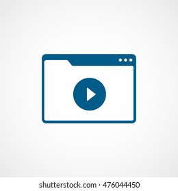 Browser Window With Movie Blue Flat Icon On White Background