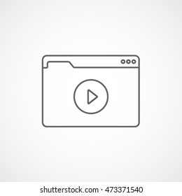 Browser Window With Movie Line Icon On White Background
