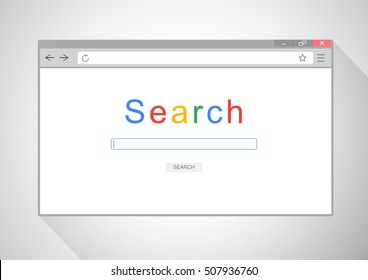 Browser Window On White Background. Flat Vector Stock Illustration. Browser Search