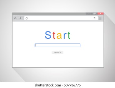 browser window on white background. Flat vector stock illustration. Browser Start