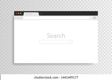 Browser window opened on PC isolated on transparent background. Browser windows empty template mockup set web page. Modern vector illustration.
